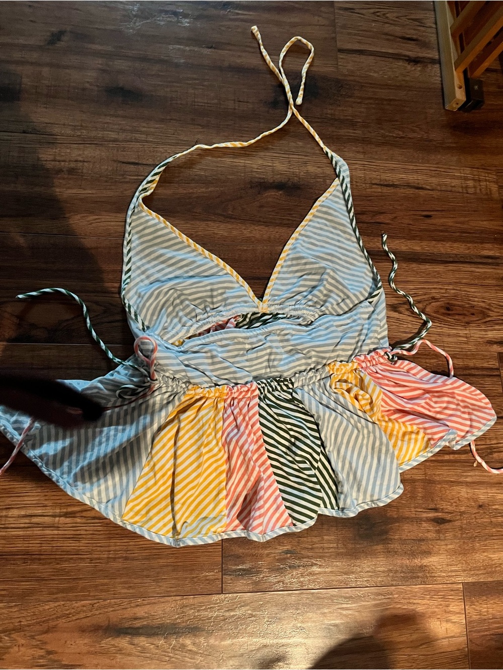 Anthropologie Light Blue and White Striped Halter Top - Picture 3 of 5